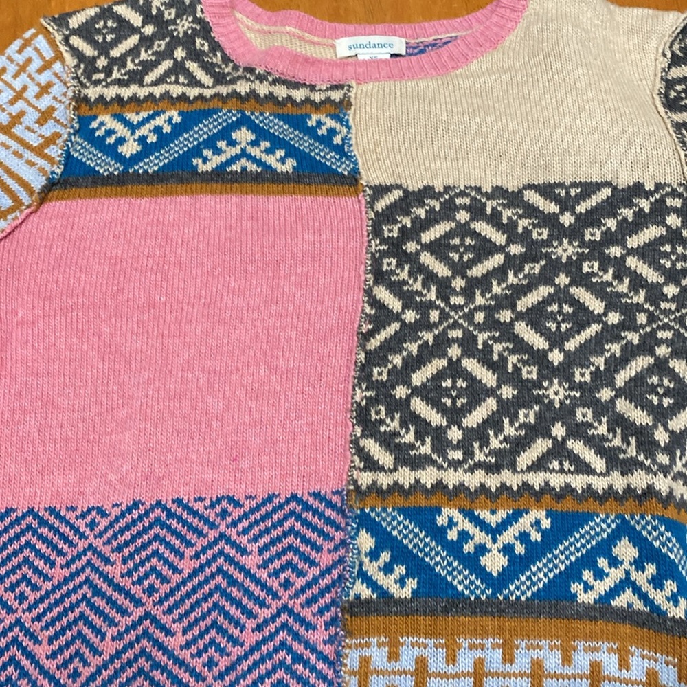 Sundance Fields Of Fair Patchwork Alpaca Wool Ble… - image 5